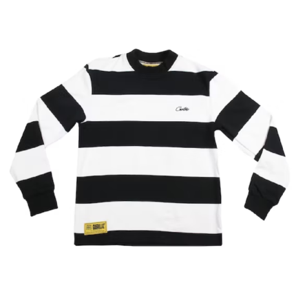 Corteiz All starz Striped Long sleeve – Black White